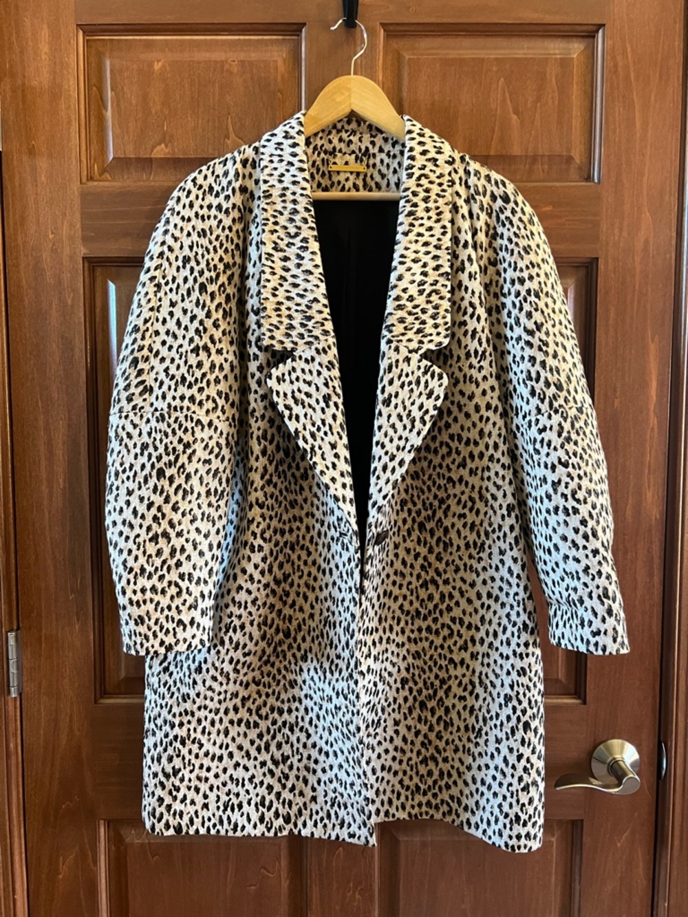 Diane Von Furstenberg Leopard Print Coat Duster Tan Black Size 12 - Picture 8 of 16